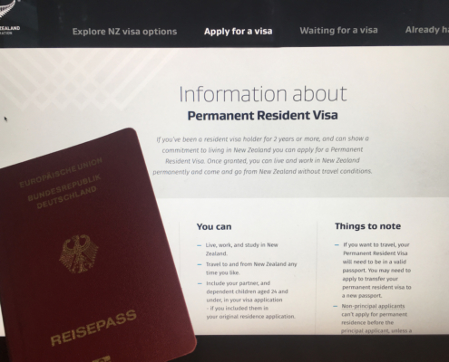 Resident Visa Aufkleber im Pass